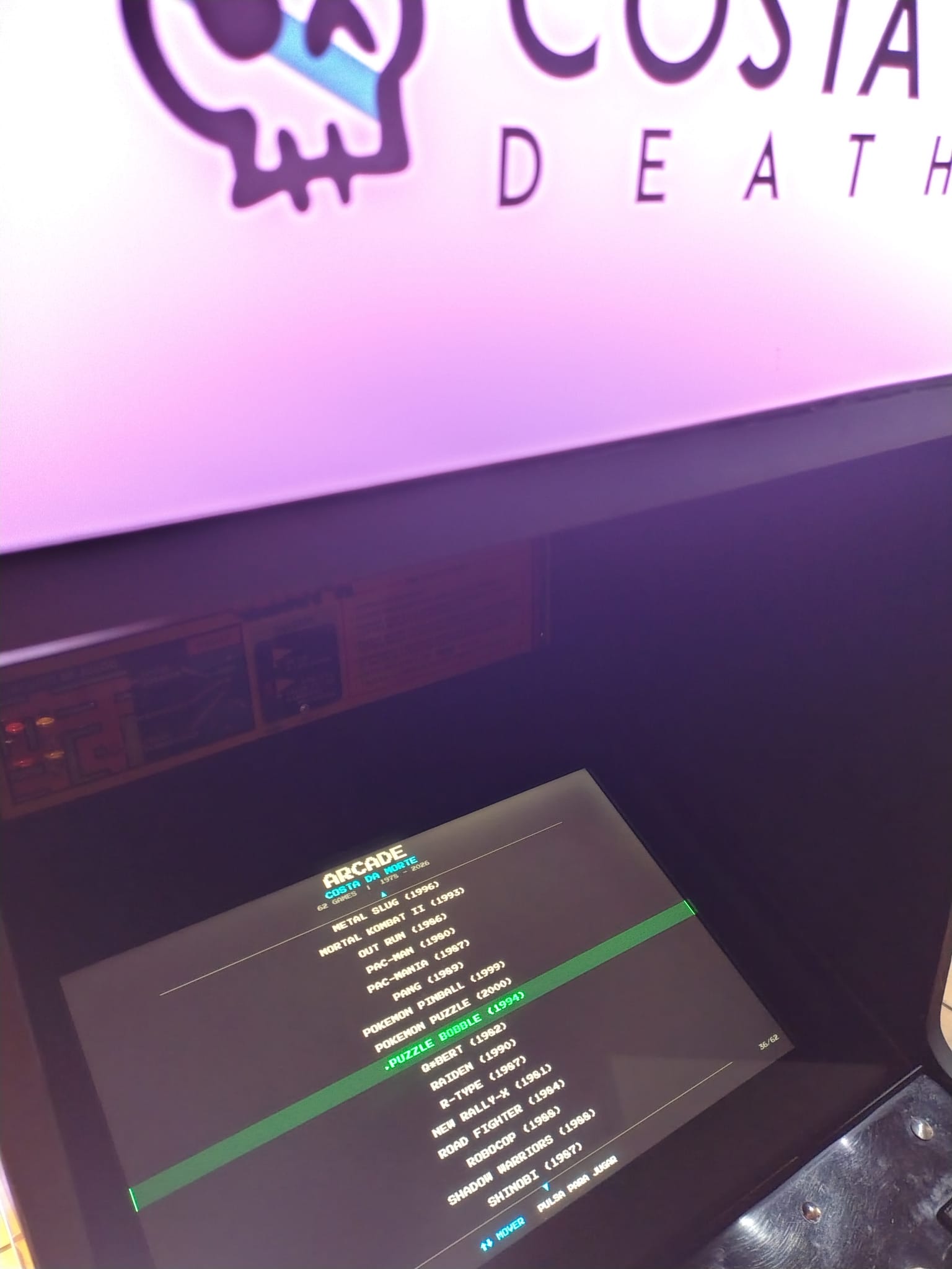 Selector de juegos en pantalla
